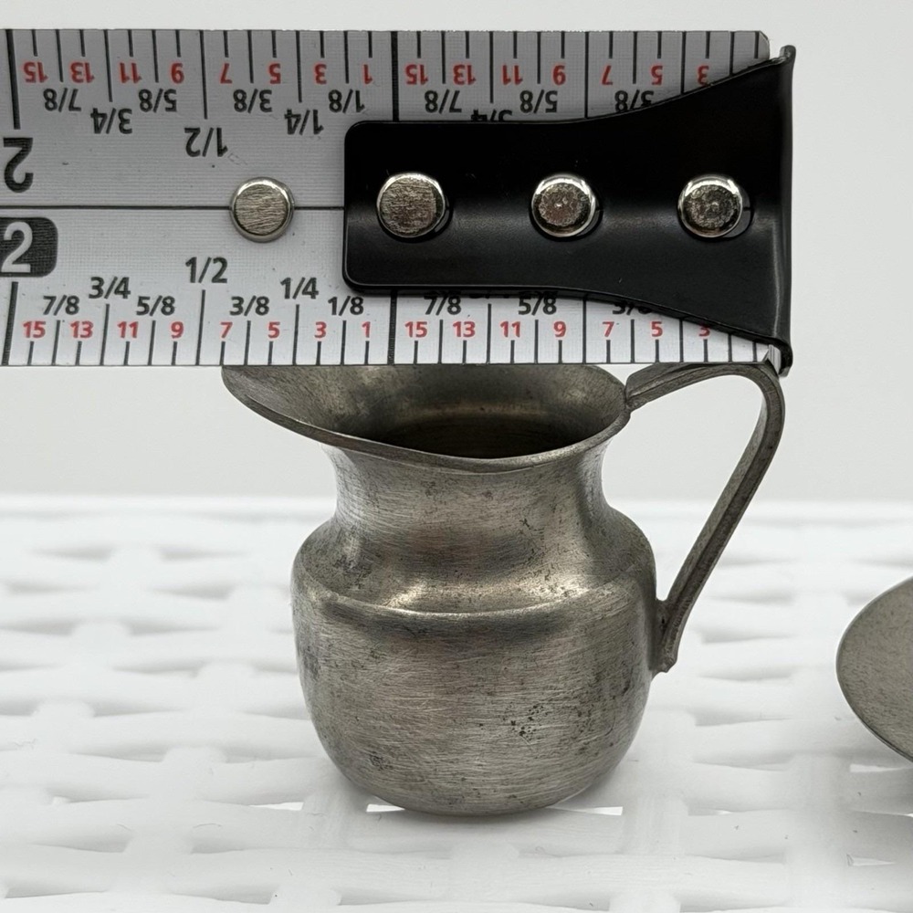 Vintage Mini Pewter & Silverplate Creamer Lot Trinkets Typesetter Case Smalls - Picture 11 of 16